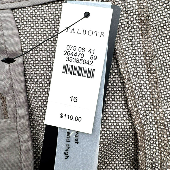 TALBOTS NWT Women's 16 Tan Heritage Straight Leg Trousers Pants Pockets Career - Picture 4 of 10